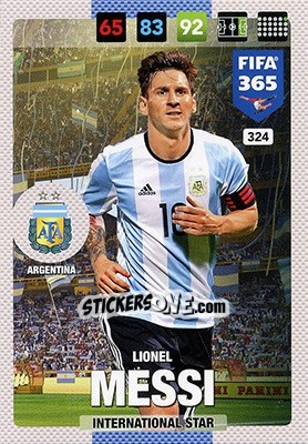 Sticker Lionel Messi - FIFA 365: 2016-2017. Adrenalyn XL - Nordic edition n. 324 - Panini