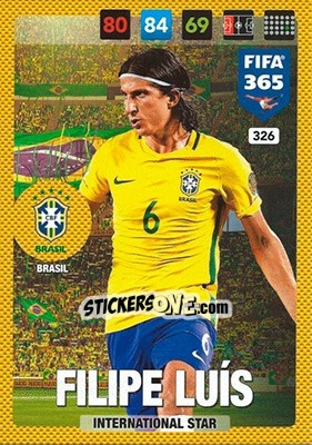Sticker Filipe Luis - FIFA 365: 2016-2017. Adrenalyn XL - Nordic edition n. 326 - Panini