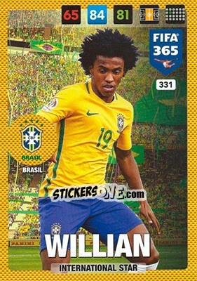 Sticker Willian - FIFA 365: 2016-2017. Adrenalyn XL - Nordic edition - Panini