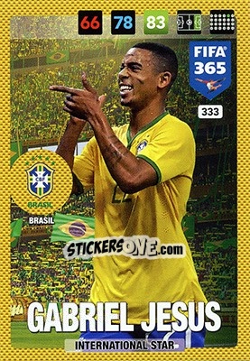 Sticker Gabriel Jesus - FIFA 365: 2016-2017. Adrenalyn XL - Nordic edition n. 333 - Panini