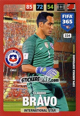 Sticker Claudio Bravo - FIFA 365: 2016-2017. Adrenalyn XL - Nordic edition n. 334 - Panini