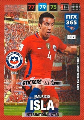 Sticker Mauricio Isla - FIFA 365: 2016-2017. Adrenalyn XL - Nordic edition n. 337 - Panini