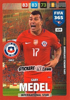 Sticker Gary Medel - FIFA 365: 2016-2017. Adrenalyn XL - Nordic edition n. 339 - Panini