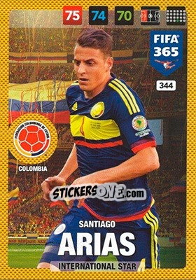 Sticker Santiago Arias - FIFA 365: 2016-2017. Adrenalyn XL - Nordic edition n. 344 - Panini