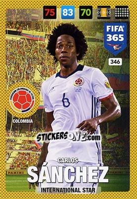 Sticker Carlos Sánchez - FIFA 365: 2016-2017. Adrenalyn XL - Nordic edition n. 346 - Panini