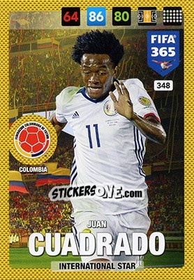 Sticker Juan Cuadrado - FIFA 365: 2016-2017. Adrenalyn XL - Nordic edition n. 348 - Panini