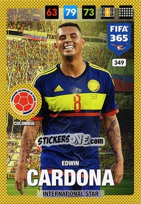Sticker Edwin Cardona - FIFA 365: 2016-2017. Adrenalyn XL - Nordic edition n. 349 - Panini