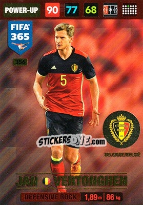 Sticker Jan Vertonghen - FIFA 365: 2016-2017. Adrenalyn XL - Nordic edition n. 356 - Panini