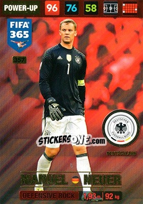 Sticker Manuel Neuer - FIFA 365: 2016-2017. Adrenalyn XL - Nordic edition n. 357 - Panini