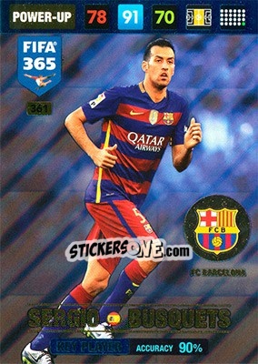 Sticker Sergio Busquets - FIFA 365: 2016-2017. Adrenalyn XL - Nordic edition n. 361 - Panini