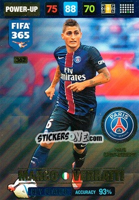 Sticker Marco Verratti - FIFA 365: 2016-2017. Adrenalyn XL - Nordic edition n. 362 - Panini