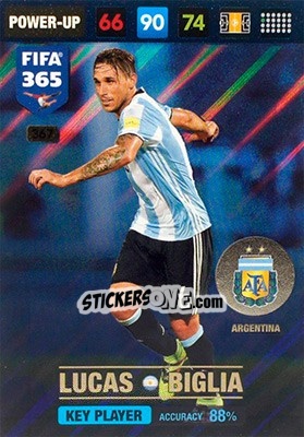 Sticker Lucas Biglia - FIFA 365: 2016-2017. Adrenalyn XL - Nordic edition n. 367 - Panini