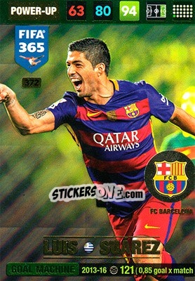 Sticker Luis Suárez - FIFA 365: 2016-2017. Adrenalyn XL - Nordic edition n. 372 - Panini