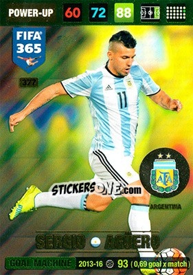 Sticker Sergio Agüero - FIFA 365: 2016-2017. Adrenalyn XL - Nordic edition n. 377 - Panini