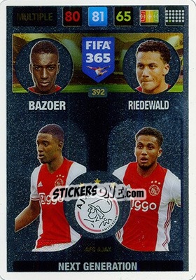 Sticker Bazoer/ Riedewald - FIFA 365: 2016-2017. Adrenalyn XL - Nordic edition n. 392 - Panini