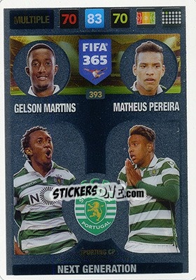 Sticker Gelson Martins/ Matheus Pereira - FIFA 365: 2016-2017. Adrenalyn XL - Nordic edition n. 393 - Panini