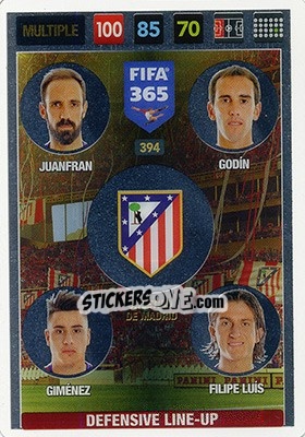 Sticker Juanfran / Godin / Giménez /  Filipe Luís - FIFA 365: 2016-2017. Adrenalyn XL - Nordic edition n. 394 - Panini