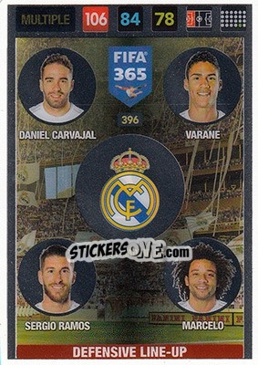 Sticker Daniel Carvajal / Varane / Sergio Ramos / Marcelo - FIFA 365: 2016-2017. Adrenalyn XL - Nordic edition n. 396 - Panini