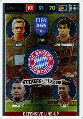Sticker Lahm/ Javi Martinez/ Boateng/ Alaba - FIFA 365: 2016-2017. Adrenalyn XL - Nordic edition n. 398 - Panini