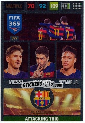 Sticker Messi/ Suárez/ Neymar Jr - FIFA 365: 2016-2017. Adrenalyn XL - Nordic edition n. 399 - Panini