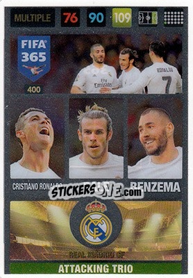 Sticker Cristiano Ronaldo / Bale / Benzema - FIFA 365: 2016-2017. Adrenalyn XL - Nordic edition n. 400 - Panini