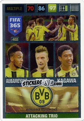 Sticker Aubameyang / Reus / Kagawa - FIFA 365: 2016-2017. Adrenalyn XL - Nordic edition n. 402 - Panini