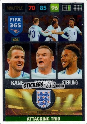 Sticker Harry Kane / Rooney / Sterling - FIFA 365: 2016-2017. Adrenalyn XL - Nordic edition n. 404 - Panini