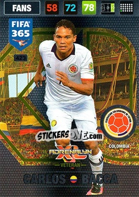 Sticker Carlos Bacca - FIFA 365: 2016-2017. Adrenalyn XL - Nordic edition n. 423 - Panini