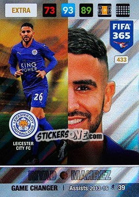 Sticker Riyad Mahrez - FIFA 365: 2016-2017. Adrenalyn XL - Nordic edition n. 433 - Panini
