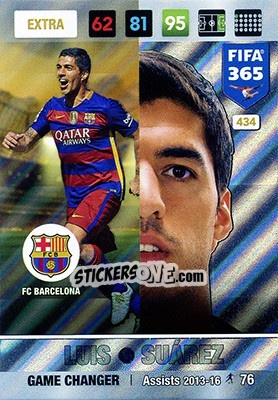 Sticker Luis Suárez - FIFA 365: 2016-2017. Adrenalyn XL - Nordic edition n. 434 - Panini