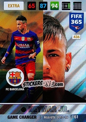 Sticker Neymar Jr - FIFA 365: 2016-2017. Adrenalyn XL - Nordic edition n. 436 - Panini