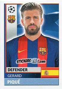 Sticker Gerard Piqué - UEFA Champions League 2016-2017 - Topps