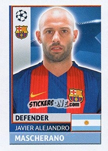 Sticker Javier Alejandro Mascherano - UEFA Champions League 2016-2017 n. FCB10 - Topps