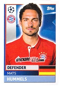 Sticker Mats Hummels - UEFA Champions League 2016-2017 n. BMU8 - Topps