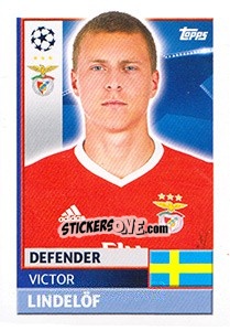 Sticker Victor Lindelöf - UEFA Champions League 2016-2017 n. BEN9 - Topps