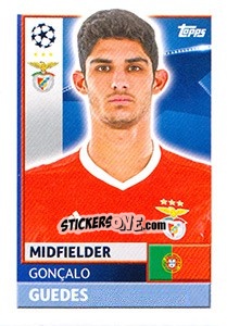 Sticker Gonçalo Guedes - UEFA Champions League 2016-2017 n. BEN16 - Topps