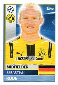 Sticker Sebastian Rode - UEFA Champions League 2016-2017 n. DOR10 - Topps
