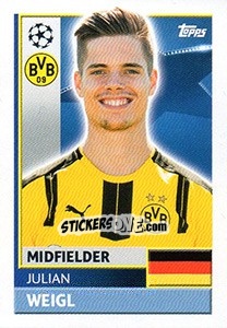 Sticker Julian Weigl - UEFA Champions League 2016-2017 n. DOR12 - Topps