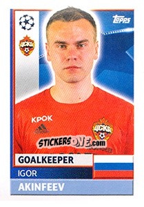 Sticker Igor Akinfeev - UEFA Champions League 2016-2017 n. CSK4 - Topps
