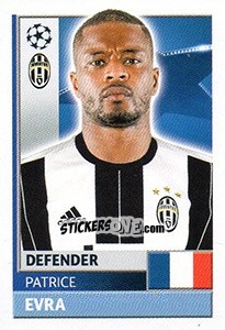 Sticker Patrice Evra - UEFA Champions League 2016-2017 n. JUV7 - Topps