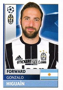 Sticker Gonzalo Higuaín - UEFA Champions League 2016-2017 n. JUV18 - Topps