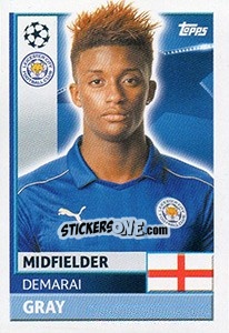 Sticker Demarai Gray - UEFA Champions League 2016-2017 - Topps