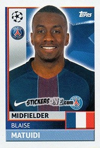 Sticker Blaise Matuidi - UEFA Champions League 2016-2017 n. PSG11 - Topps