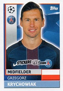 Sticker Grzegorz Krychowiak - UEFA Champions League 2016-2017 n. PSG13 - Topps
