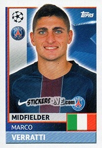 Sticker Marco Verratti - UEFA Champions League 2016-2017 - Topps