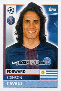 Sticker Edinson Cavani - UEFA Champions League 2016-2017 n. PSG19 - Topps
