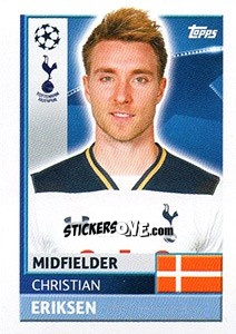 Sticker Christian Eriksen - UEFA Champions League 2016-2017 n. TOT14 - Topps