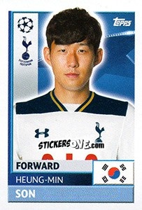 Sticker Heung-Min Son - UEFA Champions League 2016-2017 n. TOT17 - Topps