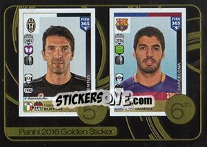 Sticker Gianluigi Buffon / Luis Suarez - FIFA 365: 2016-2017. South America - Panini