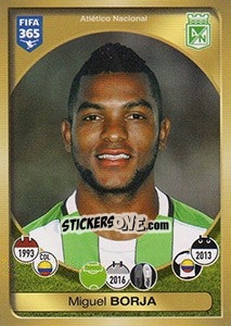 Sticker Miguel Borja - FIFA 365: 2016-2017. South America - Panini